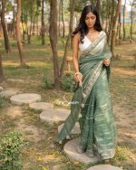 Muslin Saree with Tie-Dye & Karchupi