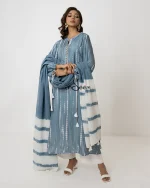 Blue-Grey Soft Silk Set - Image 2