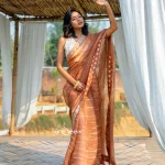 Brown Muslin Saree