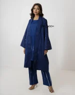 Navy Blue Tie-Dye Co-Ords with Shrug - Image 3