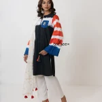 Black Red-Blue Tie-Dye Cotton Set