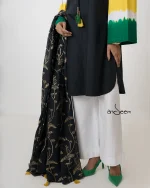 Black with Yellow, Green, and White Tie-Dye Cotton Set - Image 2