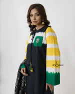 Black with Yellow, Green, and White Tie-Dye Cotton Set