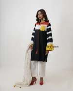 Black with Yellow, Red And White Tie-Dye Cotton Set