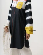 Black with Yellow, Red And White Tie-Dye Cotton Set - Image 2