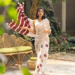Cotton Handloom - Maroon Polka Dots