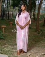 Pink And White Crepe Silk One Piece