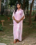Pink And White Crepe Silk One Piece - Image 2