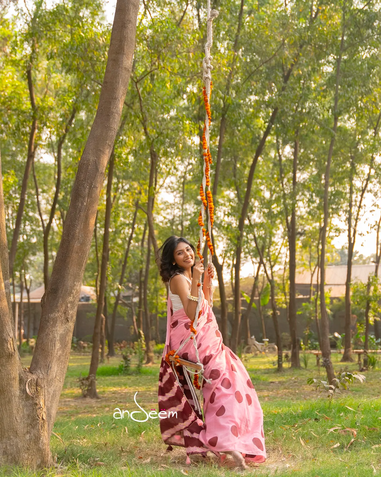 Front View Of Polka Dotted Maroon A Polka Dotted Cotton Saree - Maroon - Image 1