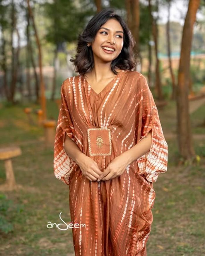 Brown Soft Silk One Piece - Image 3