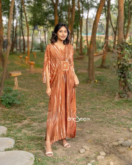 Brown Soft Silk One Piece