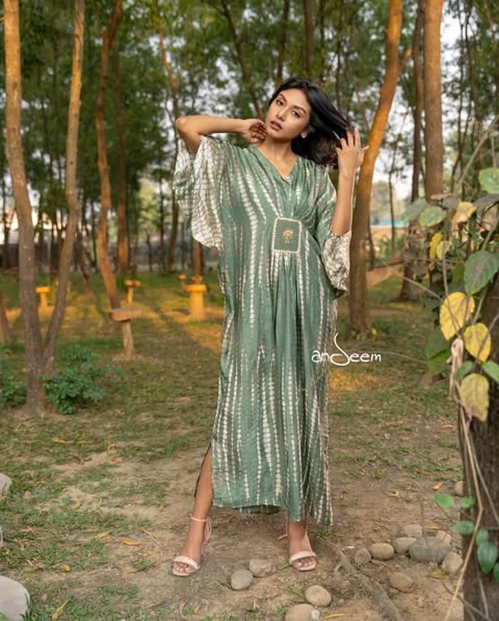 Moss Green Soft Silk One Piece - Image 3