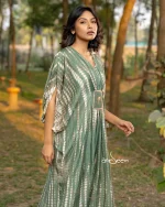 Moss Green Soft Silk One Piece - Image 5