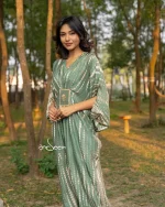 Moss Green Soft Silk One Piece - Image 6