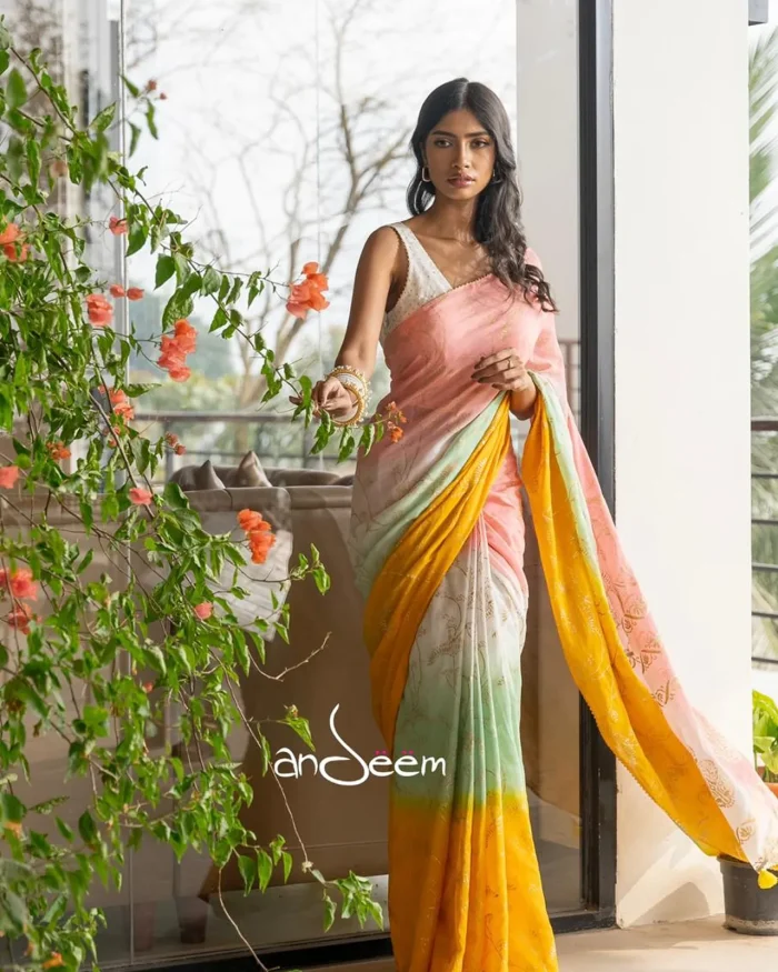 Spring Blossom Cotton Handloom Saree - Image 1