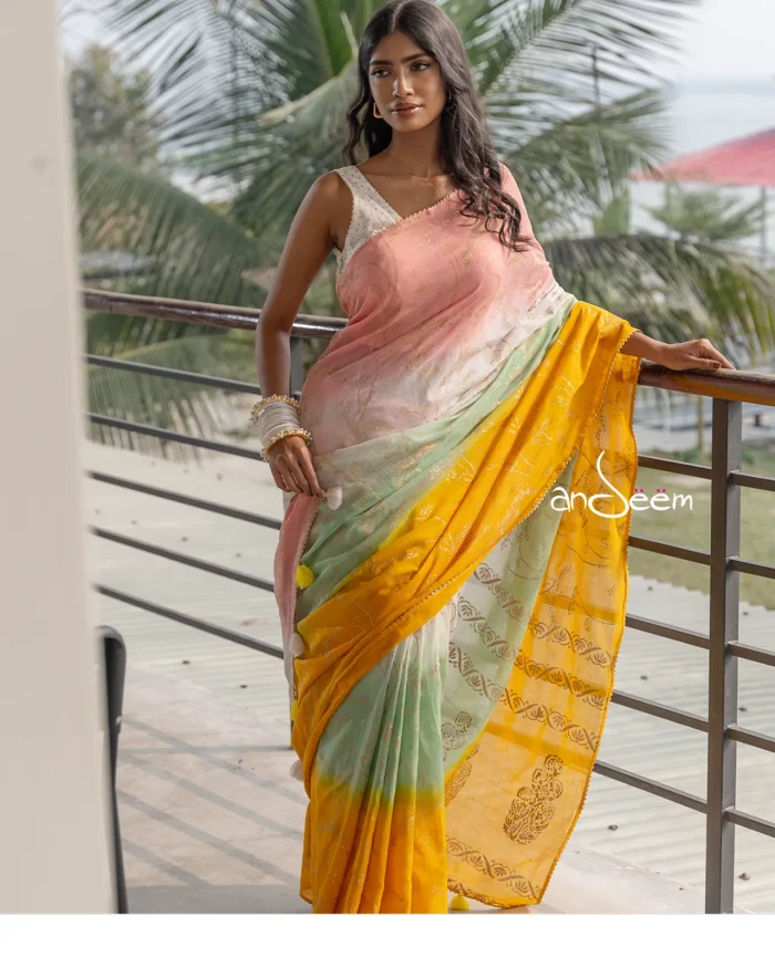 Spring Blossom Cotton Handloom Saree - Image 4