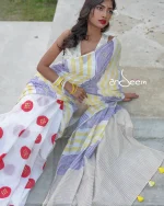 Cotton Handloom Saree with Colorful Stripes - Image 4