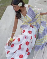 Cotton Handloom Saree with Colorful Stripes - Image 3