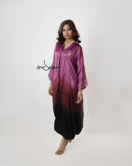 Multani Silk One Piece - Purple and Coffee
