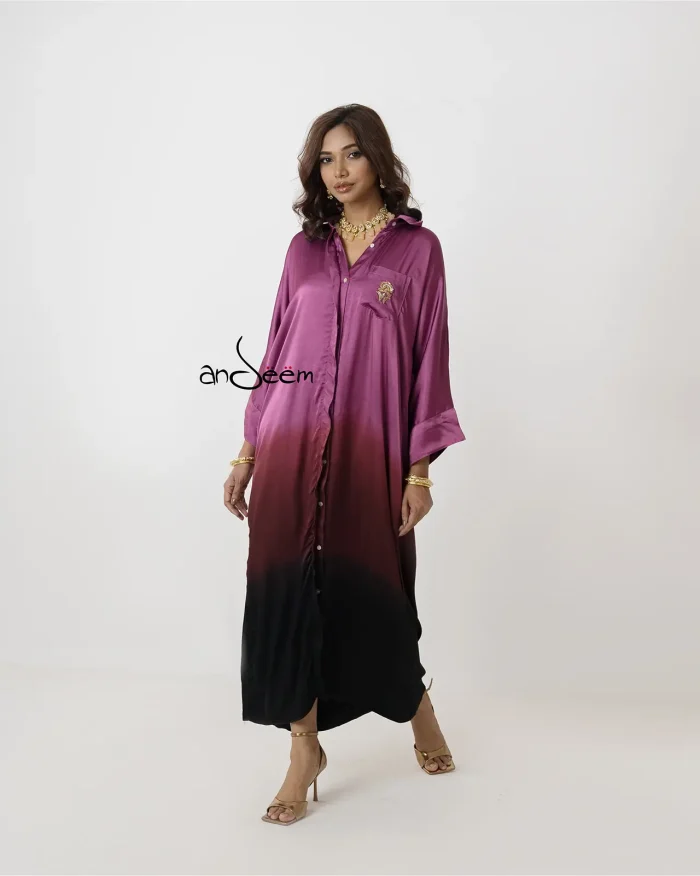 Multani Silk One Piece - Purple and Coffee - Image 2