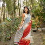 Cotton Handloom-Grey Scarlet