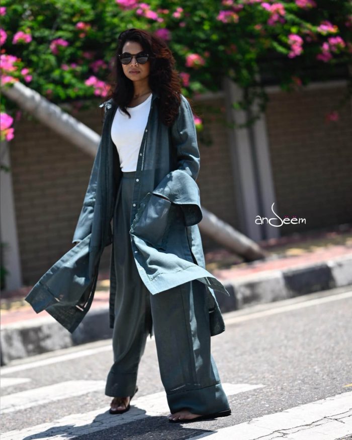 Army Green Linen Cotton Set - Image 1
