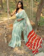 Mint Cotton Handloom Saree - Image 4