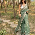 Moss Green Muslin Saree