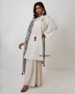 White, Endi Cotton Kameez Set - Image 2
