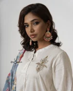 White, Endi Cotton Kameez Set - Image 10