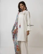 White, Endi Cotton Kameez Set - Image 11