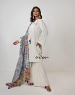 White, Endi Cotton Kameez Set - Image 6