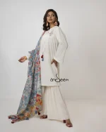 White, Endi Cotton Kameez Set - Image 12