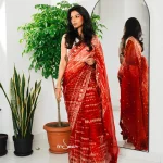 Brick Red Muslin Saree