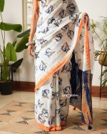 Cotton Handloom Saree- Fish - Image 2