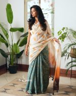 Cotton Handloom Saree -Teal Tiger