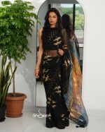 Dragonfly Black Muslin Saree with Karchupi Work