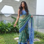 Jade Blue Muslin Saree