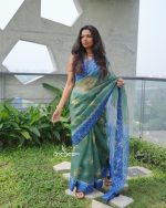 Jade Blue Muslin Saree