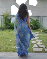 Jade Blue Muslin Saree - Image 3