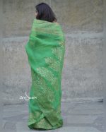 Green Muslin Saree - Image 2