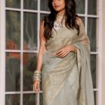 Silver Sage Muslin Saree