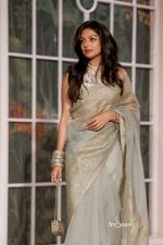 Silver Sage Muslin Saree