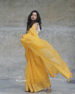Yellow Muslin Saree - Image 4