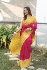 Muslin Saree- Honey Coral - Image 3