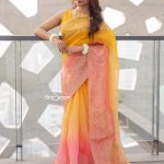 Muslin Saree - Yellow and Peach