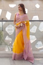 Muslin Saree- Yellow Lilac