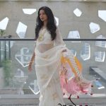 Dragonfly Muslin Saree- Snow