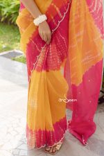 Muslin Saree- Crimson Dusk - Image 3