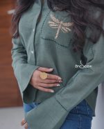 Moss Green Linen Cotton Shirt - Image 2